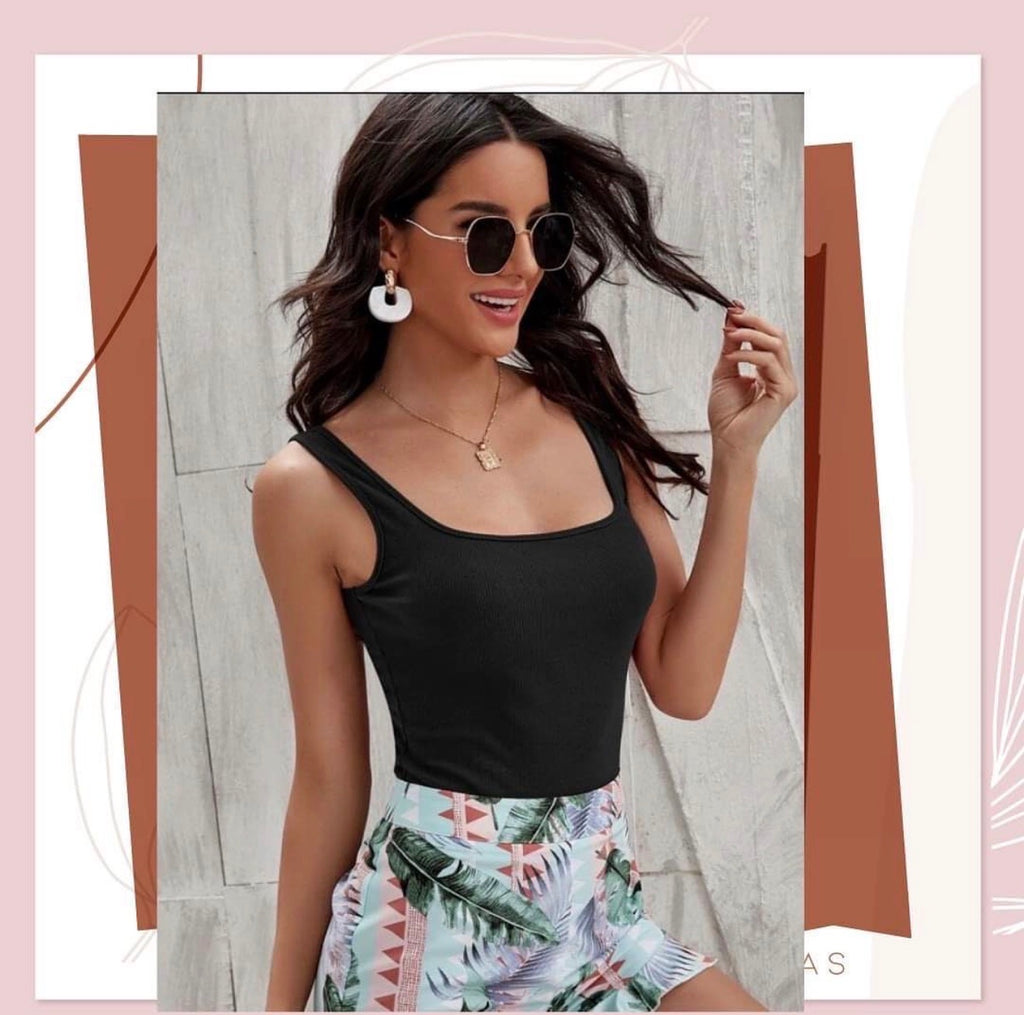 Bodysuit Cuello Cuadrado Sin Mangas